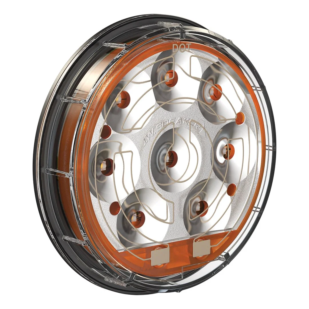 0347814 – JW SPEAKER Turn Signal Light Assembly - LED, Clear Lens LED Bulb Black Housing With Amber Bezel Single Heat...